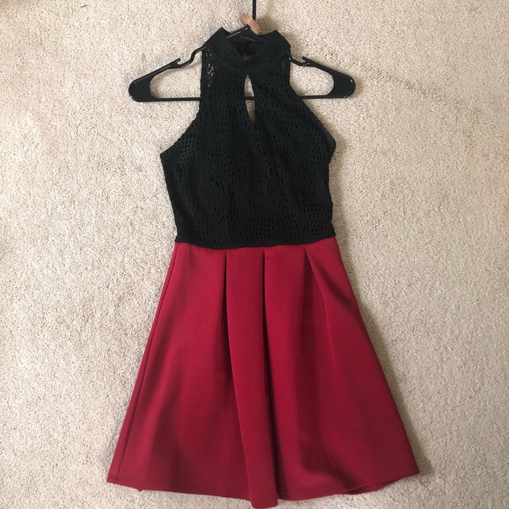 Red and black with lace dress